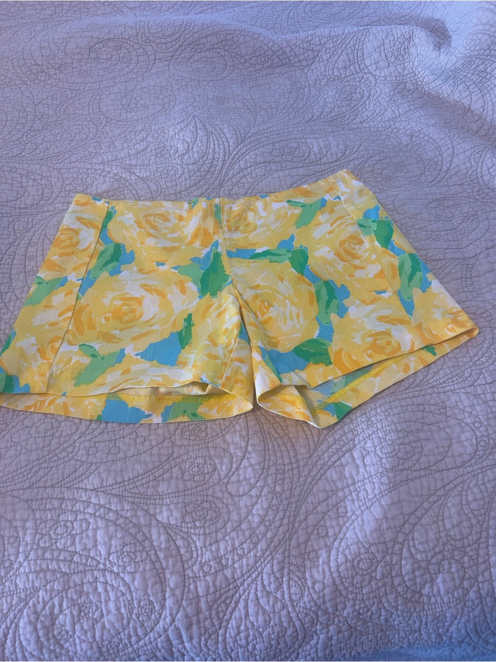 Lilly Pulitzer Yellow Floral High-Waist Shorts